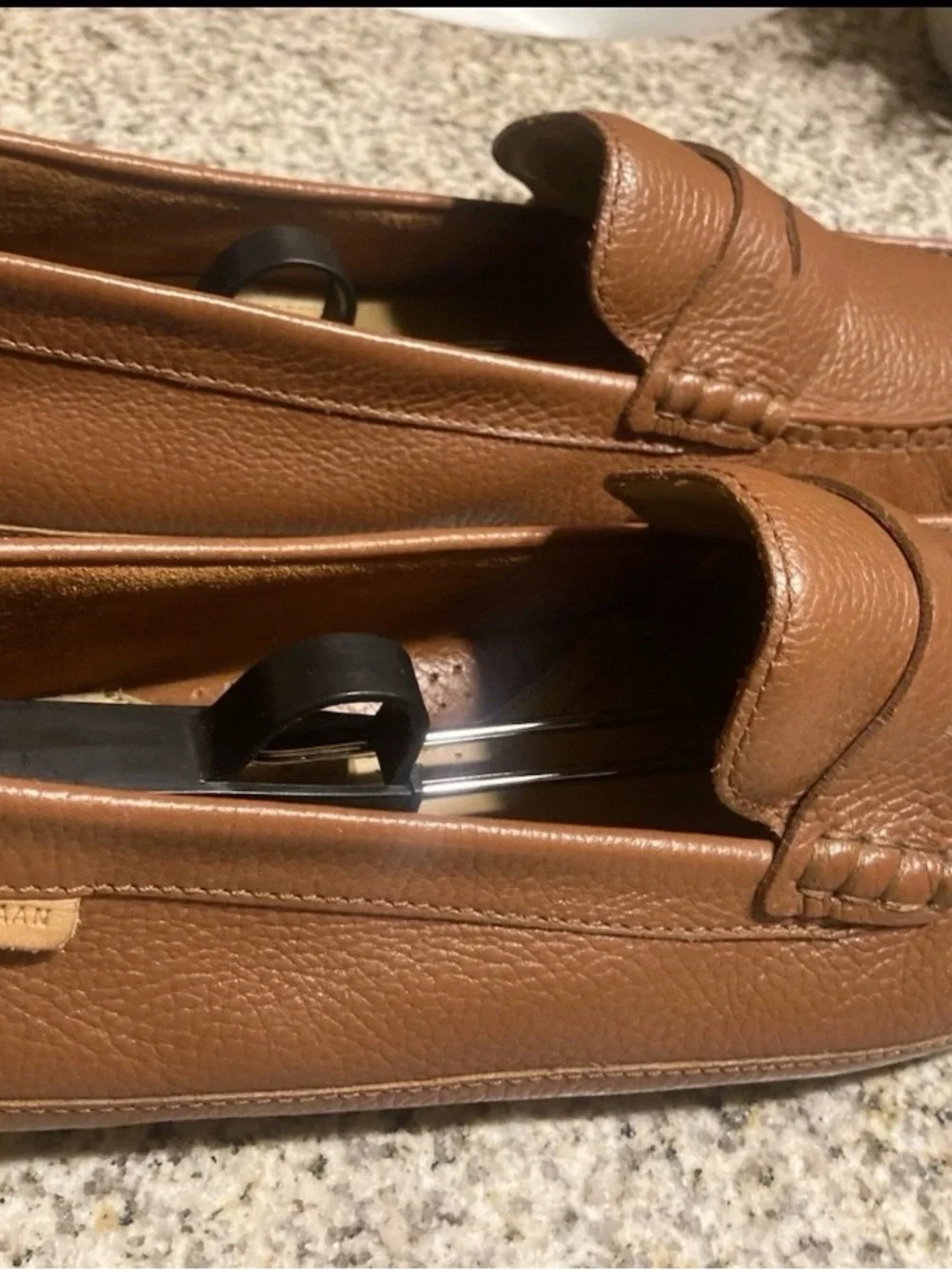 Cole Haan Men's Brown Pebbled Leather Penny Loafers